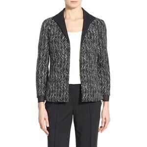 LAFAYETTE 148 NEW YORK $598 Bellene Jacquard Zip Jacket‎ Black/White Size 0